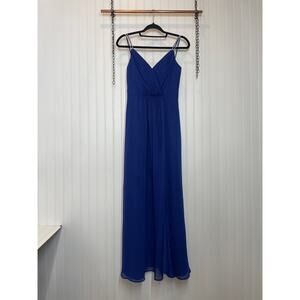 David’s Bridal Royal Blue Plated Fit And Flare Long Dress Gown Wedding Size 0
